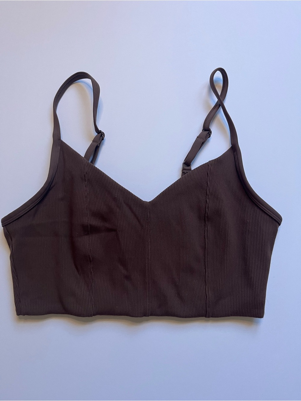 aerie Ribbed V-Neck Bralette - Chocolate Brown
